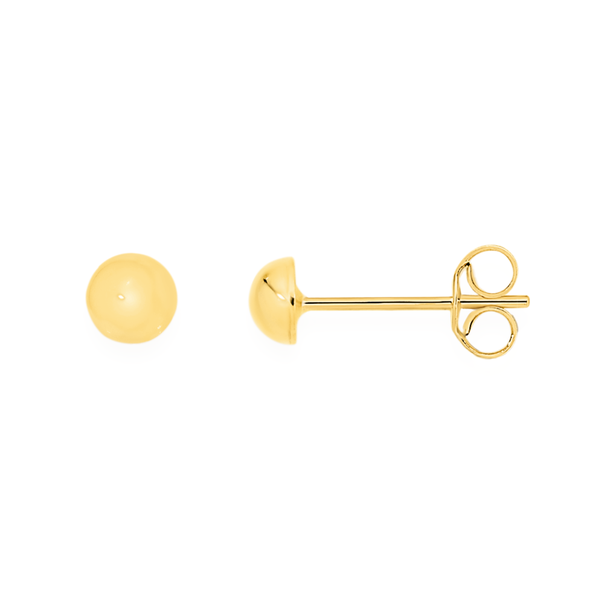 9ct Gold 4mm Half Dome Stud Earrings