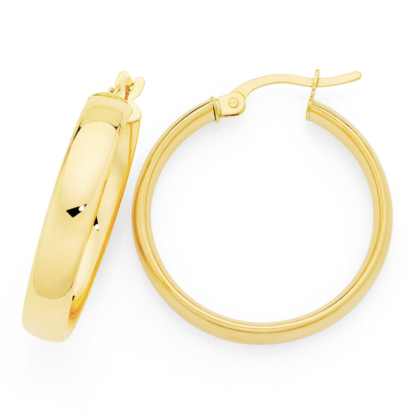 9ct Gold 4x20mm Polished Hoop Earrings