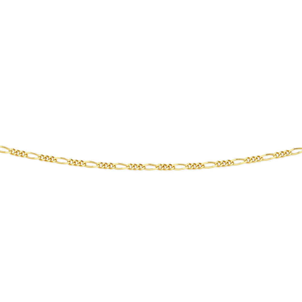 9ct Gold 50cm Solid Figaro 3+1 Chain 