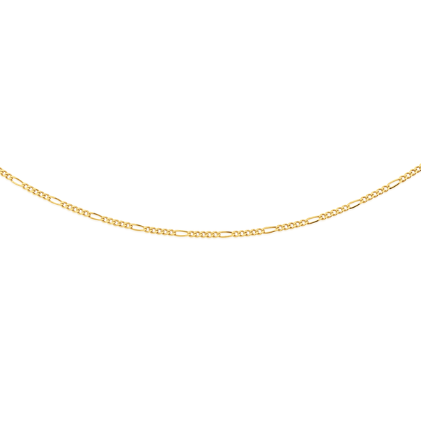 9ct Gold 50cm Solid Figaro 5+1 Chain