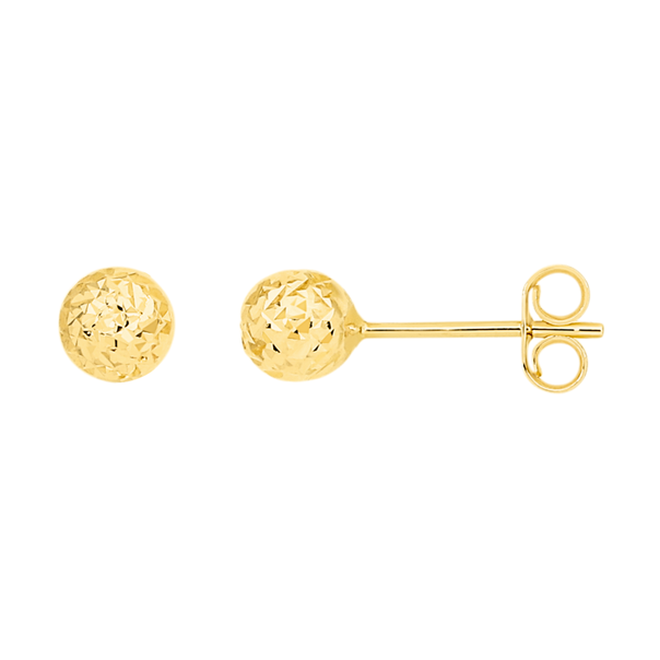 9ct Gold 5mm Diamond-cut Ball Stud Earrings
