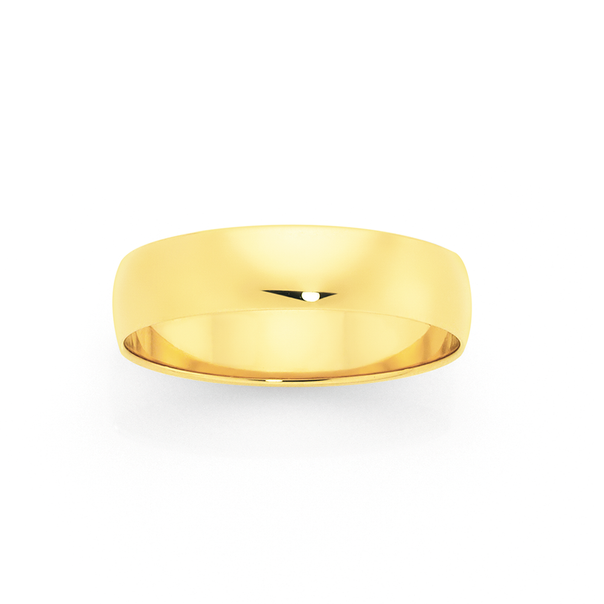 9ct Gold 5mm Half Round Wedding Ring - Size R