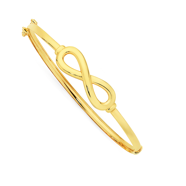 9ct Gold 60mm Hollow Infinity Oval Hinged Bangle