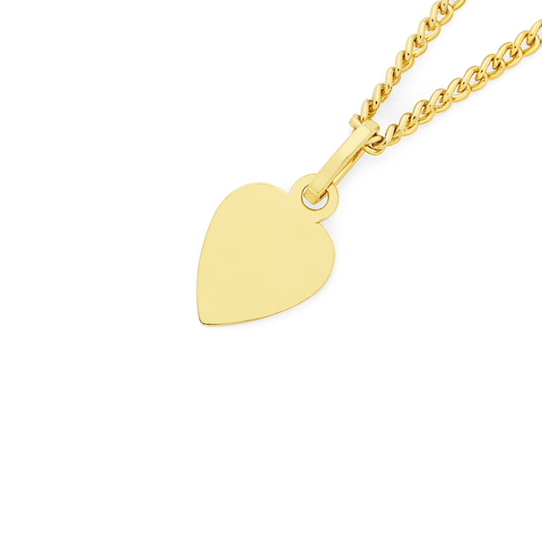 9ct Gold 6.5mm Flat Heart Pendant