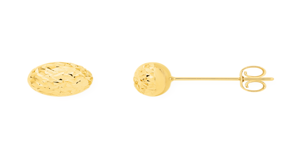 9ct Gold 6mm Diamond-cut Button Stud Earrings | Goldmark (AU)