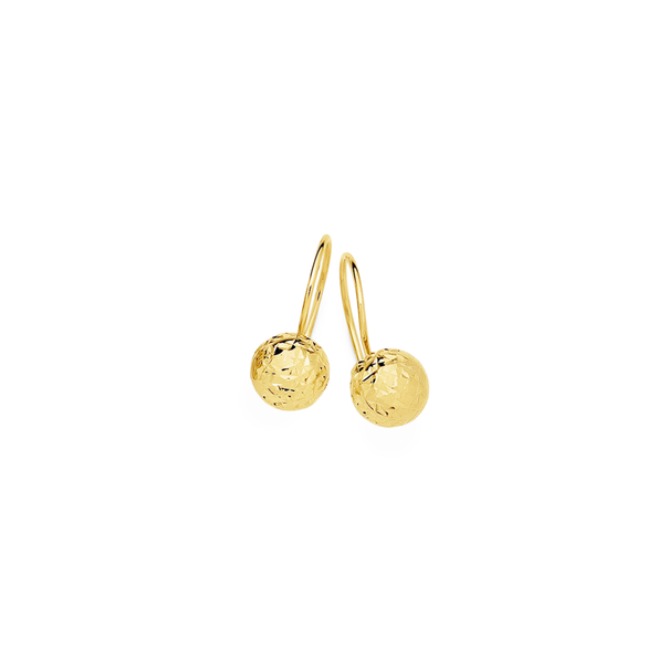 9ct Gold 6mm Diamond-cut Euroball Earrings