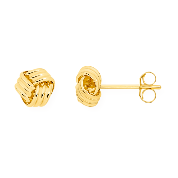9ct Gold 6mm Knot Stud Earrings