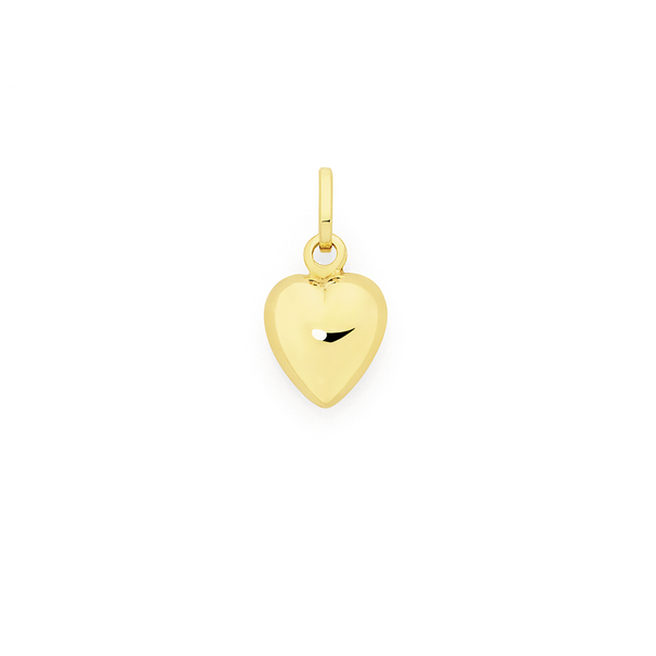 9ct Gold 7.5mm Puff Heart Charm