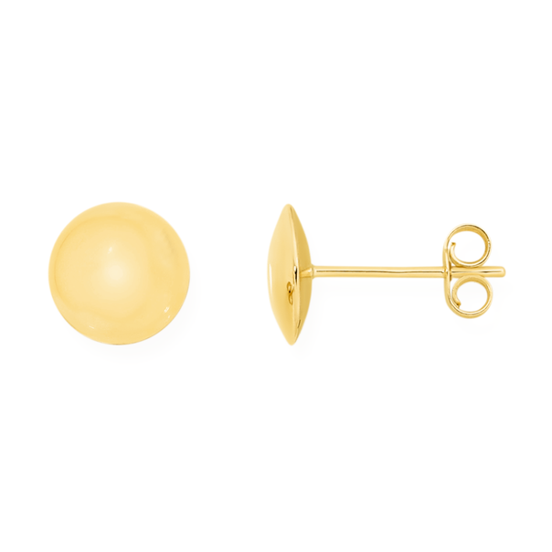 9ct Gold 8mm Button Stud Earrings