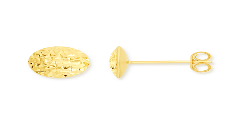 9ct Gold 8mm Diamond-cut Button Stud Earrings | Goldmark (AU)
