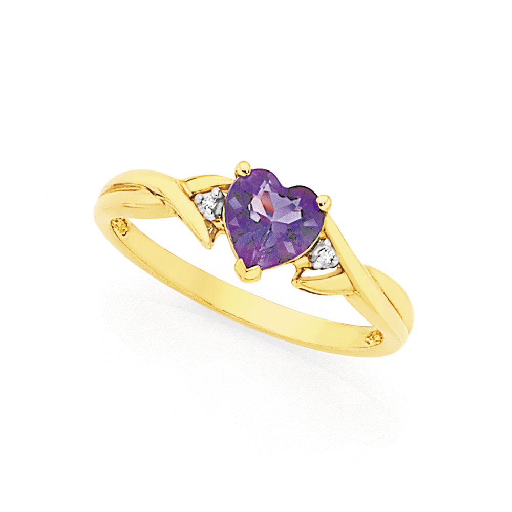 Purple heart ring with diamonds deals