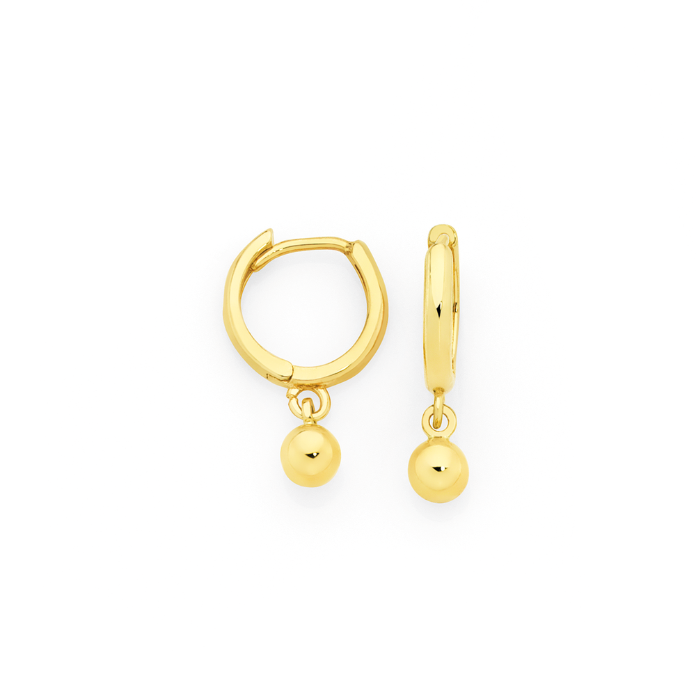 9ct Gold Ball Drop Huggie Earrings Goldmark AU