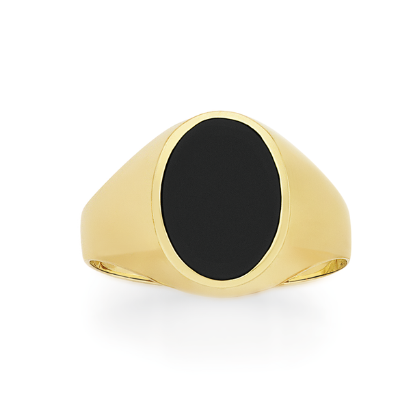 9ct Gold Black Agate Gents Signet Ring