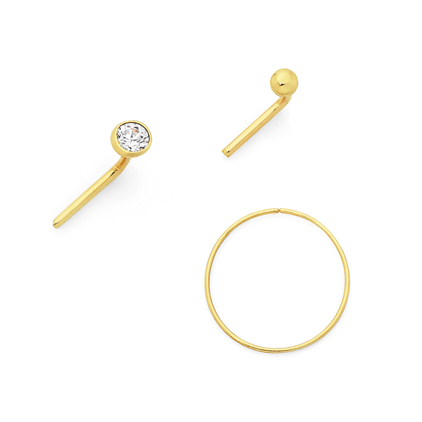 9ct Gold Body Jewellery 3-Piece Boxed Set