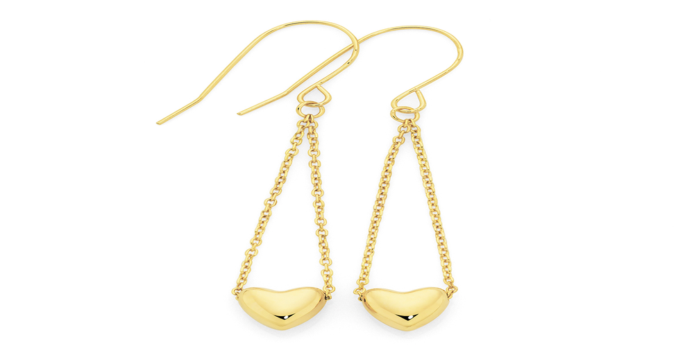 9ct Gold Chain & Heart Drop Earrings Goldmark (AU)