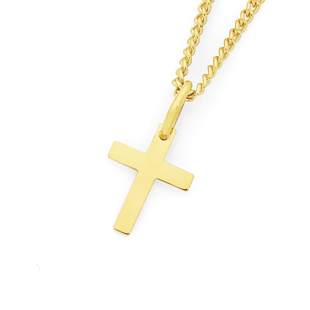 Solid White Gold Cross Pendant Necklace (Small)