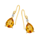 9ct Gold Citrine & Diamond Pear Drop Hook Earrings