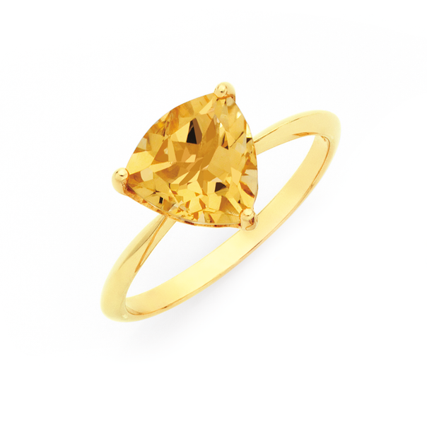 9ct Gold Citrine Solitaire Ring