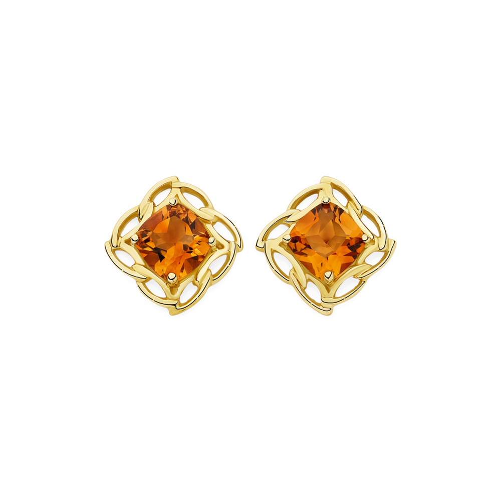 9ct Gold Citrine Stud Earrings in Yellow Goldmark (AU)