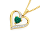 9ct Gold Created Emerald & Diamond Heart Pendant