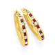 9ct Gold Created Ruby & CZ Hoops