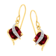 9ct Gold Created Ruby & Diamond Cushion Crossover Drop Earrings