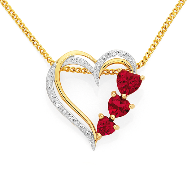 9ct Gold Created Ruby Diamond Heart Pendant Pendants Goldmark Au 9ct Gold Created Ruby Diamond Heart Pendant Pendants Goldmark Au