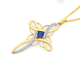 9ct Gold Created Sapphire & Diamond Cross Pendant