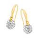 9ct Gold Crystal Ball Hook Earrings