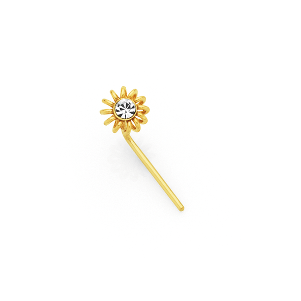 9ct Gold Crystal Daisy Nose Stud