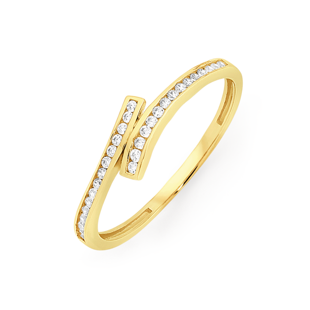 9ct Gold Cubic Zirconia Crossover Band