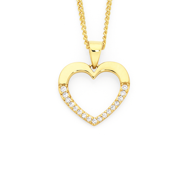 9ct Gold Cubic Zirconia Heart Pendant