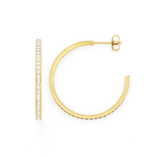 White gold cubic zirconia hoop earrings Clearance