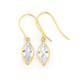 9ct Gold Cubic Zirconia Marquise Cut Hook Earrings