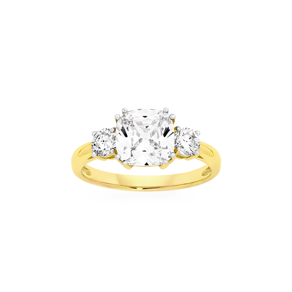 9ct Gold Cubic Zirconia Trilogy Ring