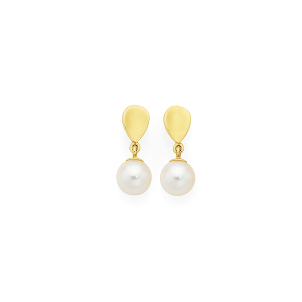 9ct Gold Cultured Fresh Water Pearl Drop Earrings