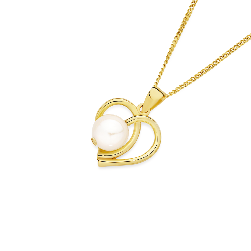 9ct Yellow Gold 4mm White Freshwater Pearl Pendant – Natural Pearl – Jewellerybox