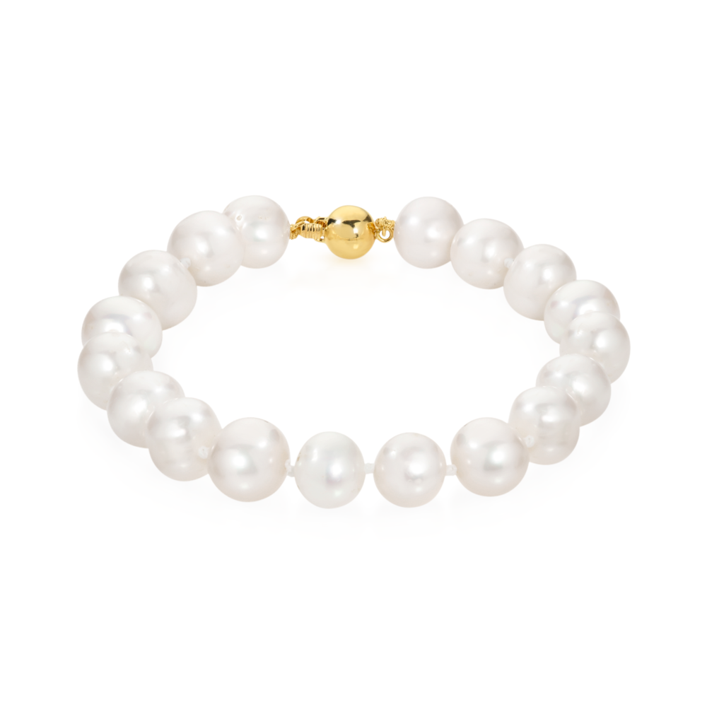 Amazon.com: Sterling Silver Three-Row White Freshwater Cultured A Quality Pearl  Bracelet (6.5-7 mm), 8