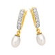 9ct Gold Cultured Freshwater Pearl & Cubic Zirconia Hoop Earrings