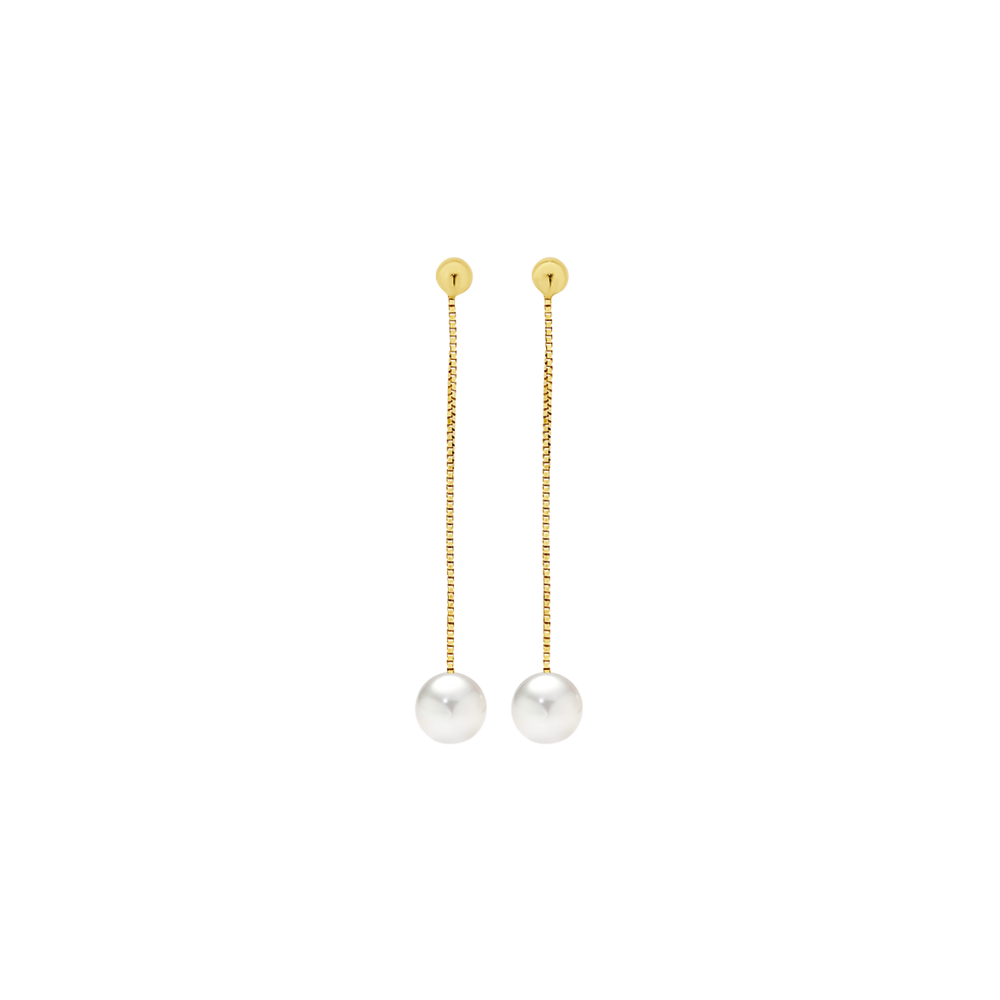 9ct Gold Prouds Pearl Drop Earrings 9ct Gold Cultured Freshwater