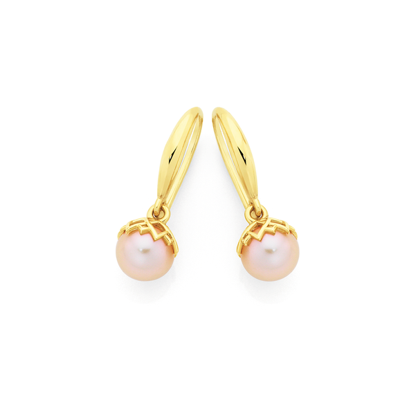 9ct Gold Cultured Freshwater Pearl Hook Earrings