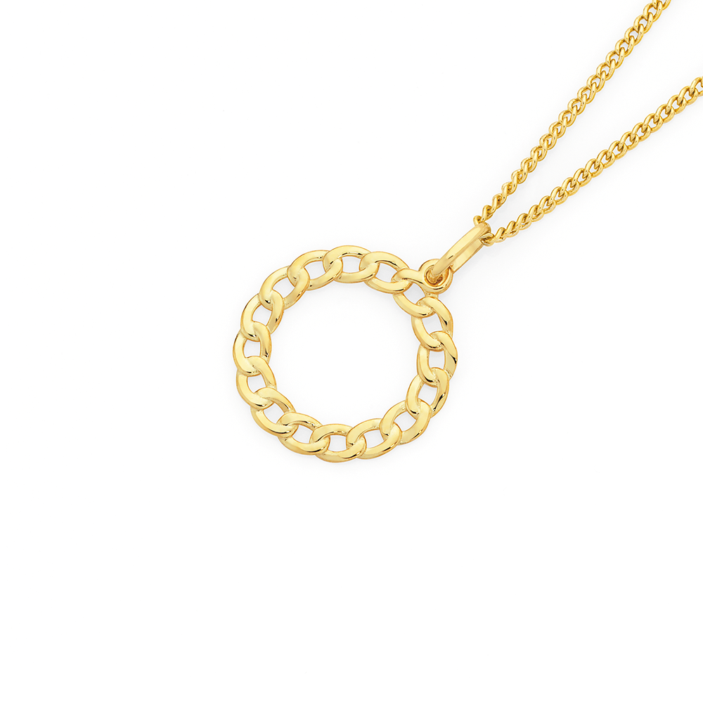 Large Solid Circle Pendant in 9ct Yellow Gold