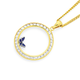 9ct Gold CZ Circle with Enamel Butterfly Pendant