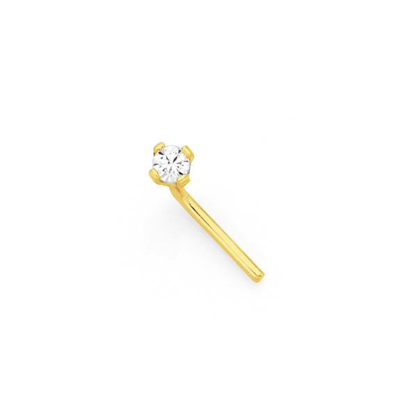 9ct Gold CZ Claw-set Nose Stud
