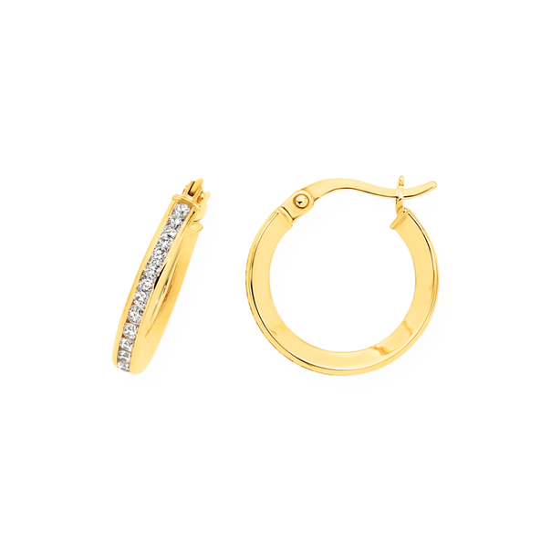 9ct Gold CZ Hoops