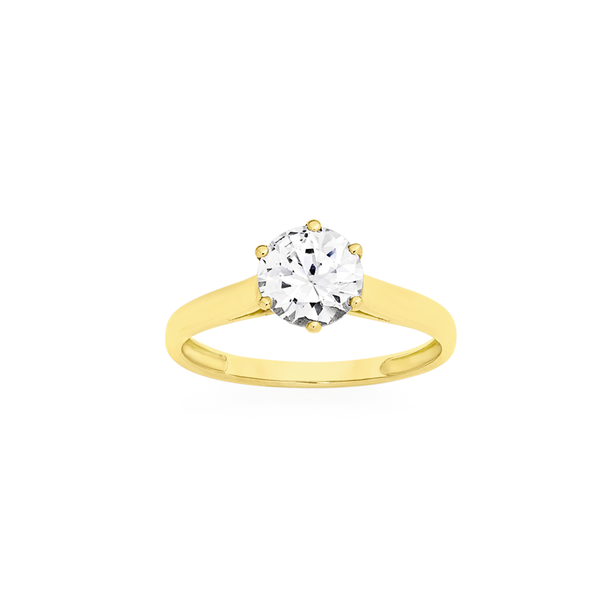 9ct Gold CZ Solitaire Ring