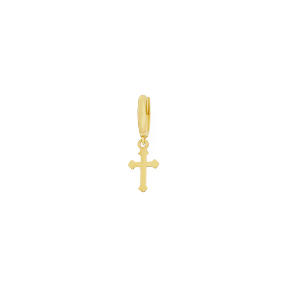 9ct Gold Dangle Cross Huggie Earring