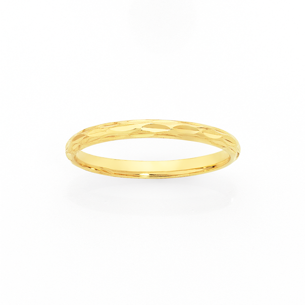 9ct Gold Dashed Cut Stacker Ring