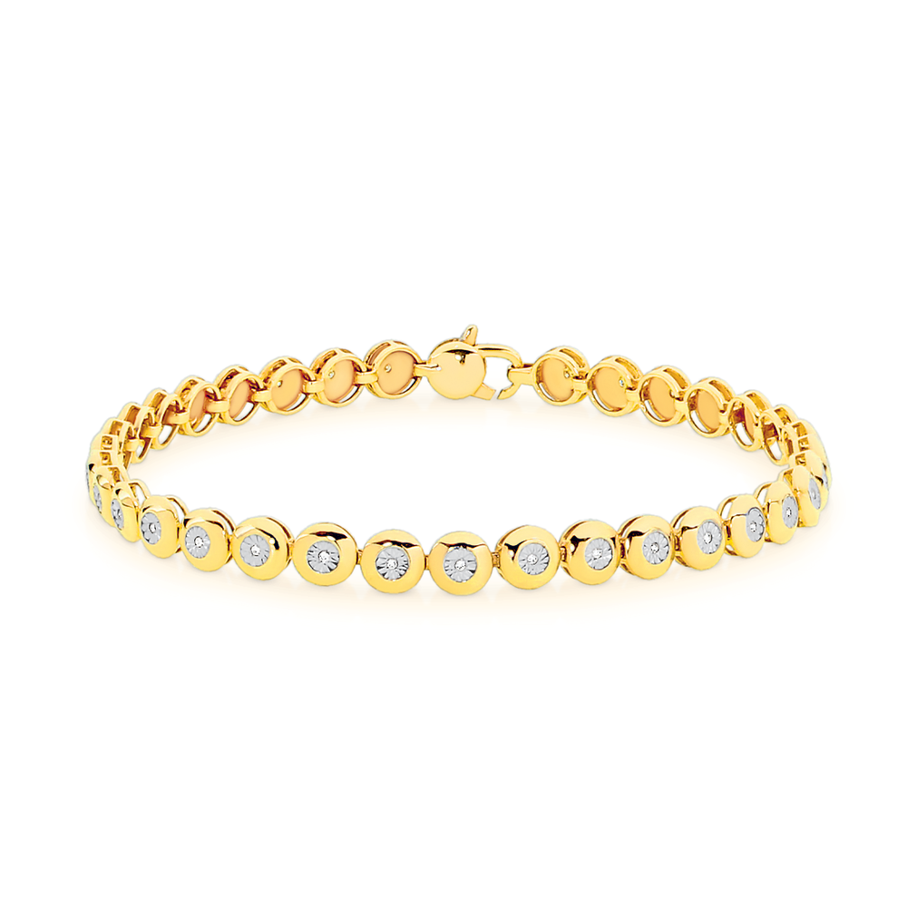 9ct Gold Diamond Bezel Set Bracelet Goldmark AU