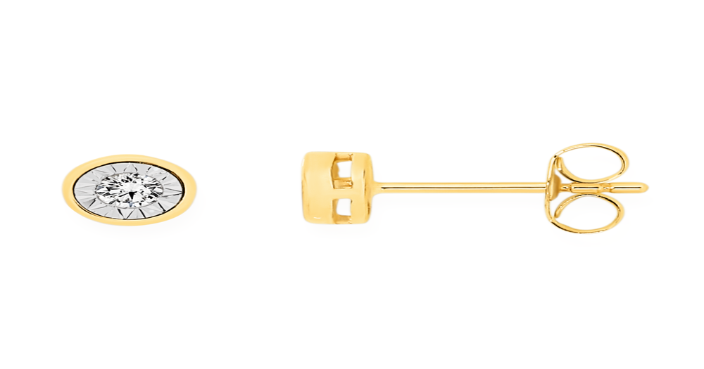 9ct Gold Diamond Bezel Set Stud Earrings Goldmark (AU)